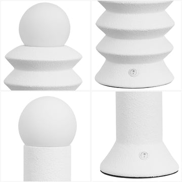 Soren 13" Modern Scandinavian Ceramic/Glass Geometric Integrated LED Table Lamp, Set of 2
